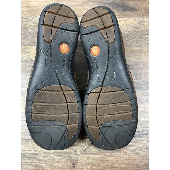 Clarks Unstructured Caramel Brown Leather Shoes Casual Comfort Slip On Women’s 6 - Picture 4 of 7